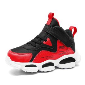 Winter Kids Shoes For Boys Sneakers Girls Sport Shoes Child Tenis Infantil Casual Warm Running Kids Shoes Boy kids fashion 28-39 (Color: Black red, size: 34)