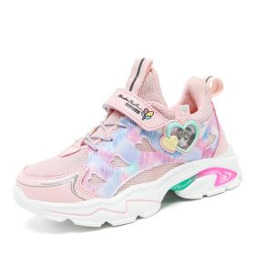 Princess Girls Sneaker Spring Autumn Cartoon Students Casual Shoes Girls Sports Shoes Children's Kids Soft-Soled Non-Slip Shoes (Color: Pink, size: 29)