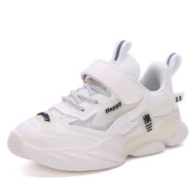Sport Kids Sneakers Boys Casual Shoes For Children Sneakers Girls Shoes Anti-slippery Fashion tenis infantil menino Mesh (Color: White, size: 29)