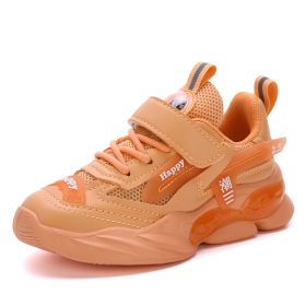 Sport Kids Sneakers Boys Casual Shoes For Children Sneakers Girls Shoes Anti-slippery Fashion tenis infantil menino Mesh (Color: Orange, size: 38)