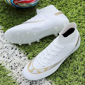 2021New Outdoor Shoes Men Sneakers Soccer Shoes FG/TF Kids Ankle Football Boots Boys Turf Soccer Sport Shoes Large Size 35-47 (Color: see chart, size: 35)