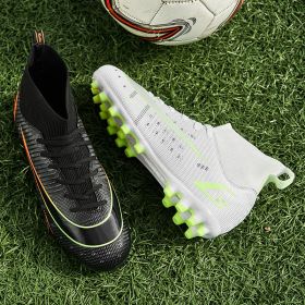 2021New Men Soccer Shoes Kids Football Boots Women Breathable Soccer Cleats Antiskid Grass Sports Shoes Outdoor Sneakers 33-46 (Color: Clear, size: 36)