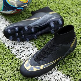 2021New Outdoor Shoes Men Sneakers Soccer Shoes FG/TF Kids Ankle Football Boots Boys Turf Soccer Sport Shoes Large Size 35-47 (Color: Sky Blue, size: 43)