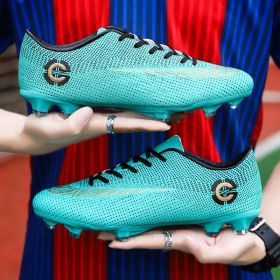 Men Soccer Shoes Unisex Football Shoes Cleats Ankle Football Boots Students Training Sneakers Kids Outdoor Sports Shoes (Color: Gold, size: 46)