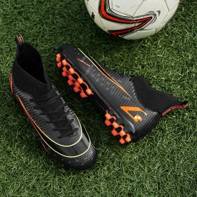 2021New Men Soccer Shoes Kids Football Boots Women Breathable Soccer Cleats Antiskid Grass Sports Shoes Outdoor Sneakers 33-46 (Color: Blue, size: 33)