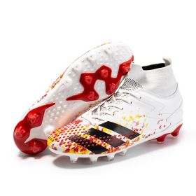 New high top football shoes men's and women's TF broken nails middle school students AG long nails sports training game football shoes (Color: White (spike), size: 43)