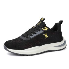 New spring and autumn comfortable soft sole men's fashion all-match sports shoes lightweight non-slip outdoor leisure men's single shoes leisure runni (Color: Black, size: 40)