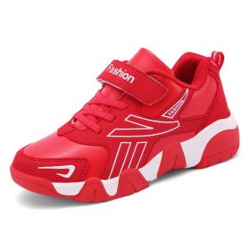 Boys Sneakers Winter Shoes Kids Leather Shoes Fashion Outdoor Kids Running Shoes Comfortable Children Sport Shoe Boots Tenis (Color: Red, size: 34)