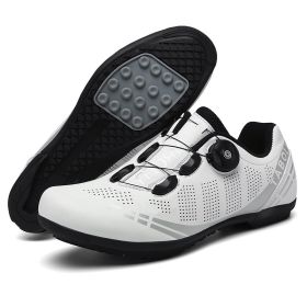 Outdoor Sports Cycling Shoes MTB Men Self-Locking Speed Sneaker Road Bike Boots SPD Cleats Mountain Bicycle Shoes Women Racing (Color: White, size: 46)
