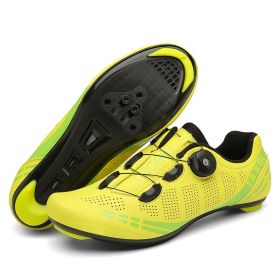 Outdoor Sports Cycling Shoes MTB Men Self-Locking Speed Sneaker Road Bike Boots SPD Cleats Mountain Bicycle Shoes Women Racing (Color: yellow road, size: 36)