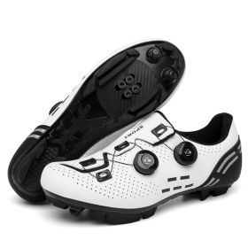 MTB Cycling Shoes Carbon Men Sports Route Cleats Road Bike Boots Racing Speed Sneaker Women Flat Spd Mountain Bicycle Shoes (Color: white mtb, size: 43)