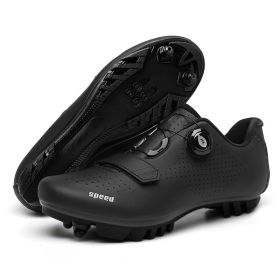 MTB Cycling Shoes Men Sport Self-locking Road Bike Boots Speed Sneaker Racing Women Bicycle Shoes Flat Cleats Mountain SPD Clits (Color: all in black mtb, size: 46)