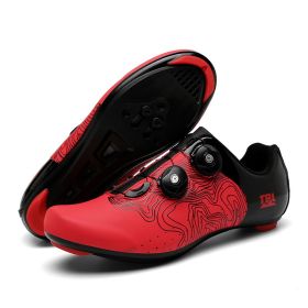 Outdoor Sports Cycling Shoes MTB Men Self-Locking Speed Sneaker Road Bike Boots SPD Cleats Mountain Bicycle Shoes Women Racing (Color: red road, size: 36)