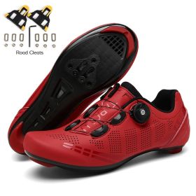 Men Sapatilha Ciclismo Mtb Sport Cycling Shoes Spd Cleats Road Bike Boots Women Speed Sneaker Racing Mountain Bicycle Shoes Flat (Color: Red, size: 44)