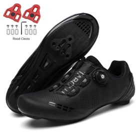 Men Sapatilha Ciclismo Mtb Sport Cycling Shoes Spd Cleats Road Bike Boots Women Speed Sneaker Racing Mountain Bicycle Shoes Flat (Color: black road cleats, size: 43)
