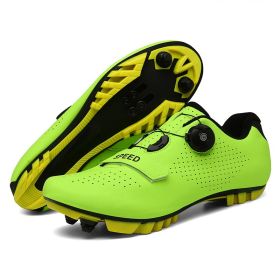 MTB Cycling Shoes Men Sport Self-locking Road Bike Boots Speed Sneaker Racing Women Bicycle Shoes Flat Cleats Mountain SPD Clits (Color: green mtb, size: 41)