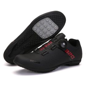 MTB Cycling Shoes Men Sport Self-locking Road Bike Boots Speed Sneaker Racing Women Bicycle Shoes Flat Cleats Mountain SPD Clits (Color: black rubber, size: 37)