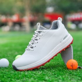 New Golf Shoes Men Women Professional Golf Sneakers Spikes Anti Slip Walking Shoes Comfortable Sport Sneakers for Couples (Color: White, size: 43)
