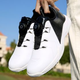 New Waterproof Golf Shoes Men Luxury Golf Sneakers for Men Size 38-45 Spikes Sport Shoes for Golfers Jogging Walking Sneakers (Color: Black, size: 42)