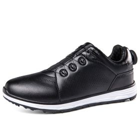 Golf Shoes Men's Waterproof Breathable Golf Shoes Male Rotating Shoelaces Sports Sneakers Non-slip Trainers (Color: Black, size: 47)