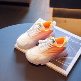 New Autumn Children Shoes for Boys Girls Sport Shoes Fashion Breathable Baby Shoes Soft Bottom Non-slip Casual Kids Girl Sneaker (Color: Orange, size: 33 (Insole 20.5CM))