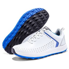 Men's Golf Shoes Professional Outdoor Sports Waterproof Non-Slip Golf Training Shoes (Color: White Blue, size: EUR45)