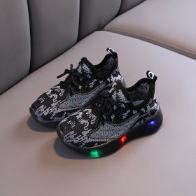 Kids LED Shoes Children Sneakers 2022 Boys Sneaker for Girls Running Shoes Children's Casual Sports Shoes Tennis De Mujer (Color: Black, size: 25 (Insole 15.5cm))