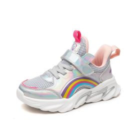 2022 Autumn Kids sneakers Girls shoes Child Fashion Casual Children Sports Shoes for Girl Running Shoes Chaussure Enfant (Color: Silver, size: 35)