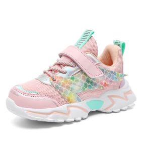 2022 New Arrival Shiny Upper Children Shoes Girls Fashion Kids Sneakers Boys Casual Toddler Sports Shoes Autumn Tenis (Color: Pink, size: 38)