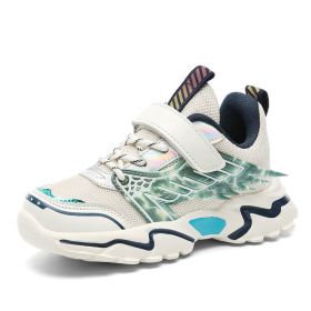 2022 New Arrival Shiny Upper Children Shoes Girls Fashion Kids Sneakers Boys Casual Toddler Sports Shoes Autumn Tenis (Color: Beige, size: 36)