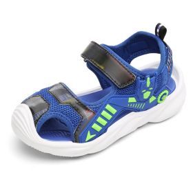 Toddler Boy Sports Sandals 2022 Summer Kids Beach Shoes Fashion Children Outdoor Walking Shoes Soft Sole Boys Breathable Sandal (Color: Royal blue, size: 39)