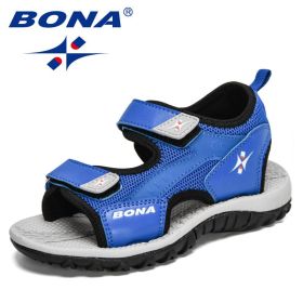 BONA 2021 New Designers Summer Sandals Kids Boys Casuals Shoes Childrens Soft Sole Anti-Slip Luxury Fashion Girls Sports Sandals (Color: Royal blue white, size: 3)