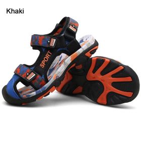 Kids Camouflage Sandals Wrap The Toes 2022 Summer Boys Beach Shoes Fashion Mixed Color Children Walking Shoes Boy Sport Sandal (Color: khaki, size: 32)