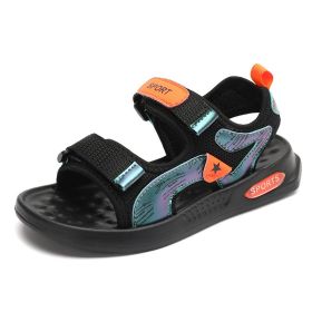 2022 New Arrival Children Footwear Closed Toe Sandals For Little And Big Sport Kids Summer Shoes boys Eur Size #28-38 (Color: Black orange, size: 37)