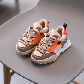 2022 New 3 Colors Style Soft Sole Boys Girls Shoes Low-top Casual Breathable Student Sports Shoes Size 21-36 Girl Sneakers (Color: Orange, size: 28(Insole 17.5cm))