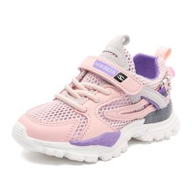 2022 Summer Kids Sport Shoes For Girls Sneakers boys Students Breathable Mesh Children Shoes Girl Sneakers Light Kid Shoes (Color: Pink, size: 30)