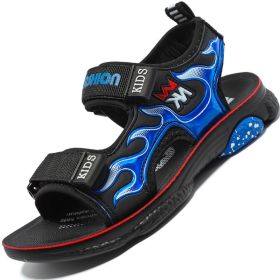2022 Summer Children's Sandals Fashion Colorful Print Little Boys Flat Walking Shoes Kids Sport Sandal Cool Design High Quality (Color: Blue, size: 34)