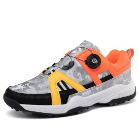 New Professional Women and Men's Golf Shoes Waterproof Non-slip Casual Breathable Outdoor Sports Men's Sneakers (Color: Orange, size: EUR40)