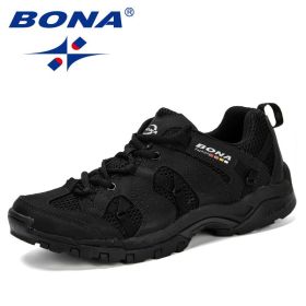 BONA Men Hiking Shoes Lace Up Men Sport Shoes Outdoor Jogging Trekking Sneakers Non-Slip Wear-Resistant Travel Shoes Comfortable (Color: Charcoal gray S grey, size: 8)