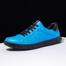 6 Colors New Men's Golf Shoes Leather Breathable Waterproof Non-slip Training Shoes White Blue Blue Sports Shoes (Color: Lake Blue, size: EUR40(US7.5))
