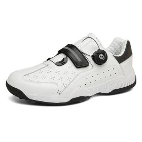 New Style Rotating Buckle Men's Golf Shoes Waterproof Non-slip Golf Training Shoes Outdoor Sports Men's Shoes (Color: White, size: EUR39)