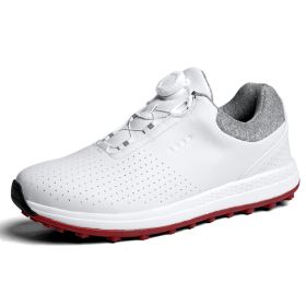 New Men's Golf Shoes Golf Waterproof Anti-slip Shoes Golf Shoes Breathable Sports Shoes Leather Outdoor Sneakers Golf Shoes (Color: White, size: EUR47(US13))