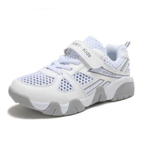 Children Shoes Summer New Single Net Breathable Sports Shoes Boys Outdoor Lightweight Anti-slip Running Shoes Soft Flat Sneakers (Color: White, size: 36)