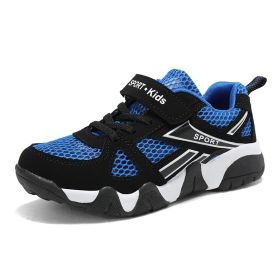 Children Shoes Summer New Single Net Breathable Sports Shoes Boys Outdoor Lightweight Anti-slip Running Shoes Soft Flat Sneakers (Color: Blue, size: 39)