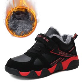 Kid Sneakers Outdoor Boots Plus Warm Fur Running Shoes Kids Waterproof Walking Children Hiking Sport Shoes Winter Shoes For Boys (Color: Red Kids Shoes, size: 4.5)