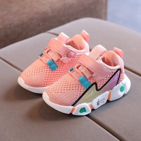 New Children Sneakers for Boys Girls Sport Shoes Soft Bottom Non-slip Casual Kids Shoes Fashion Rainbow Breathable Baby Shoes (Color: Pink, size: 30 (Insole 18cm))
