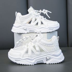 Tennis Sneakers for Children Kids Casual Shoes Boys Running Shoes Stripes Sports Shoes Baby Girls Trainers (Color: White, size: 37)