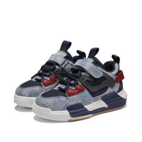 Size 28-38 Kids Toddler Shoes for Girls Breathable Denim Little Baby Casual Boys Sneakers Non-slip Children Sport Shoes Tenis (Color: Blue, size: 34)