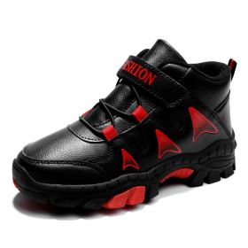 Boys Sneakers Winter Tenis Shoes Kids Leather Shoes Fashion Outdoor Kids Running Shoes Comfortable Children Sport Shoe Boots (Color: Black, size: 32)