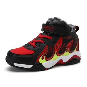 Boys Sneakers Winter Shoes Kids Cotton Shoes Fashion Sport Shoe Fur Warm Outdoor Trainer Kids Running Shoes Children Boots Tenis (Color: Red, size: 6)